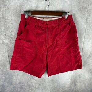 AFTCO Bluewater Mens Sz 30 Red Fishing Shorts Elastic Waist Cargo 7.5" inseam